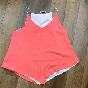 White and Coral Reversible Top